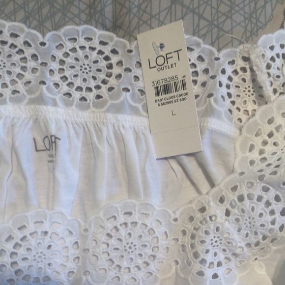 New w/tags women L white square neck eyelet shirt - Picture 2 of 2